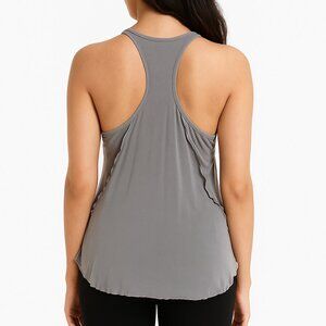 Tommy John Second Skin Ribbed Racerback Tank Top Gray Ruffle Hem Women’s Large